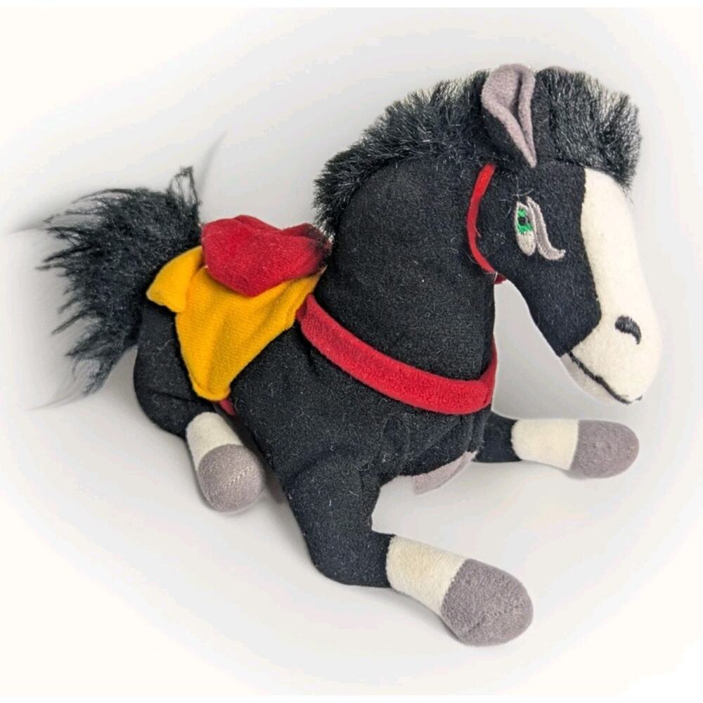 Disney Mulan Khan Horse 8” Plush Stuffed Animal Black Horse Angry Mad Face